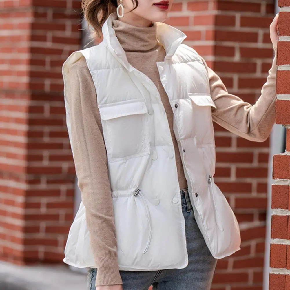 

Drawstring Lightweight Down Vest Women's Winter Fashion Down Vest Slim Thick Warm Z3e1