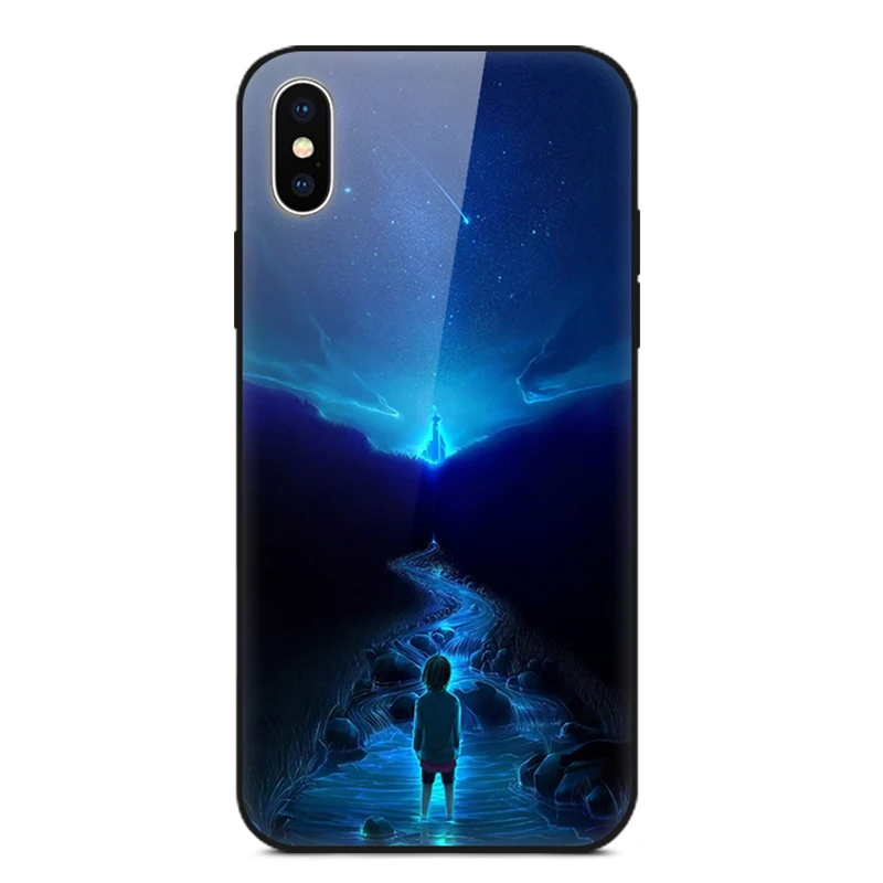 Чехол для iPhone 6 6s Plus чехол из закаленного стекла 7 8 X XS XR Xs Max звездное небо звезды