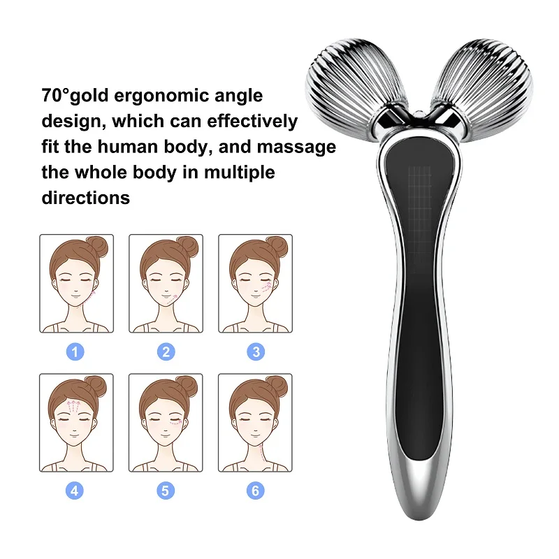 Роликовый 3D массажер для лица ухода за лицом с микротоками укрепляющая подтяжка