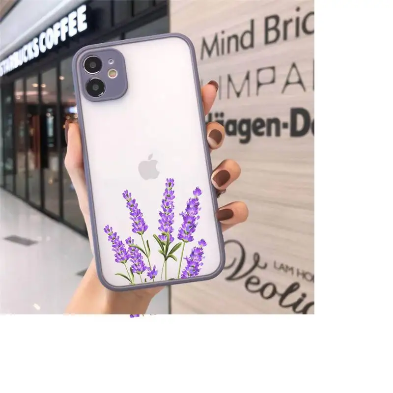 

Simple Lavender Purple Flowers art Phone Cases matte transparent For iphone 7 8 11 12 plus mini x xs xr pro max cover