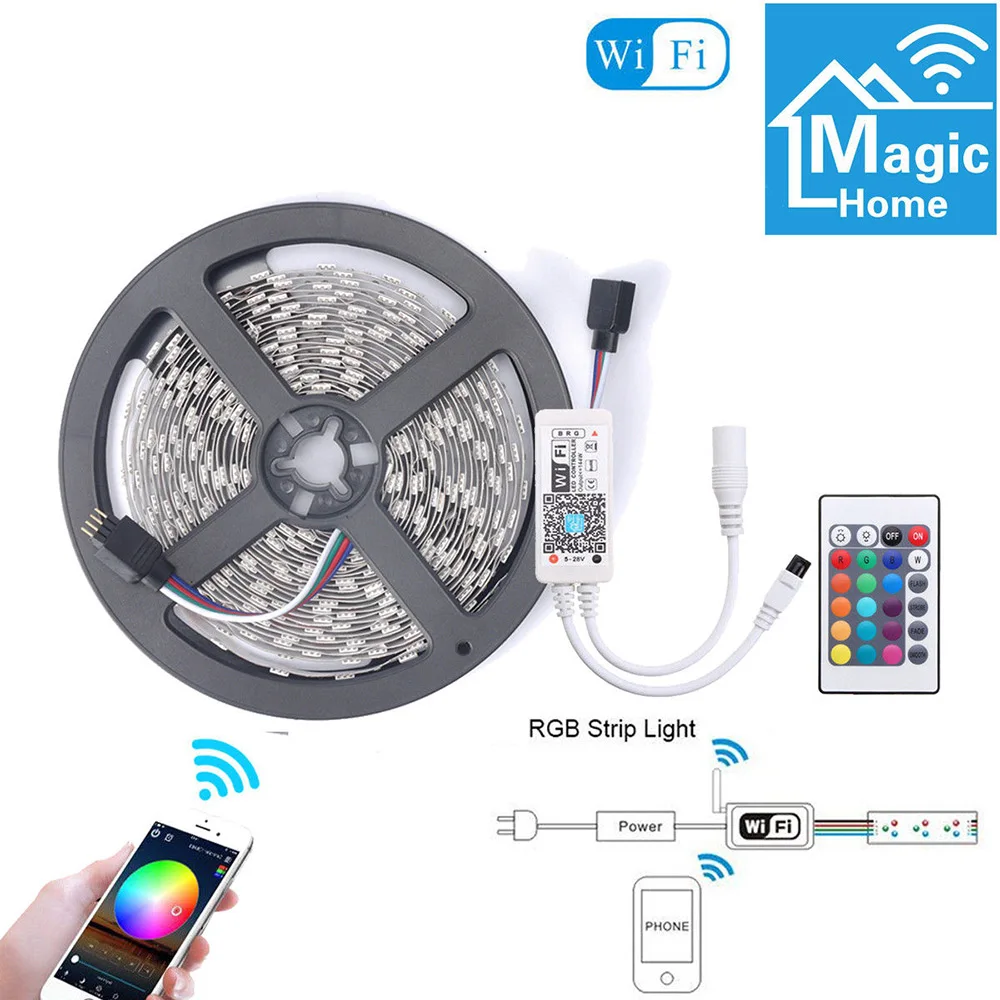 Водонепроницаемая светодиодная лента RGB SMD 5050 гибкая Fita светодиодсветильник 5 м