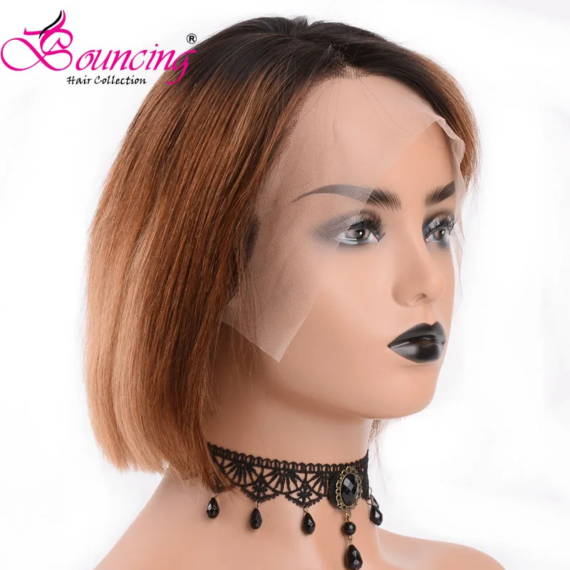 Прыгающие прямые 13*4 парики на кружеве 150 плотность короткие парики# 1BB/27B/30 боковая часть парики низкий коэффициент человеческих волос парик