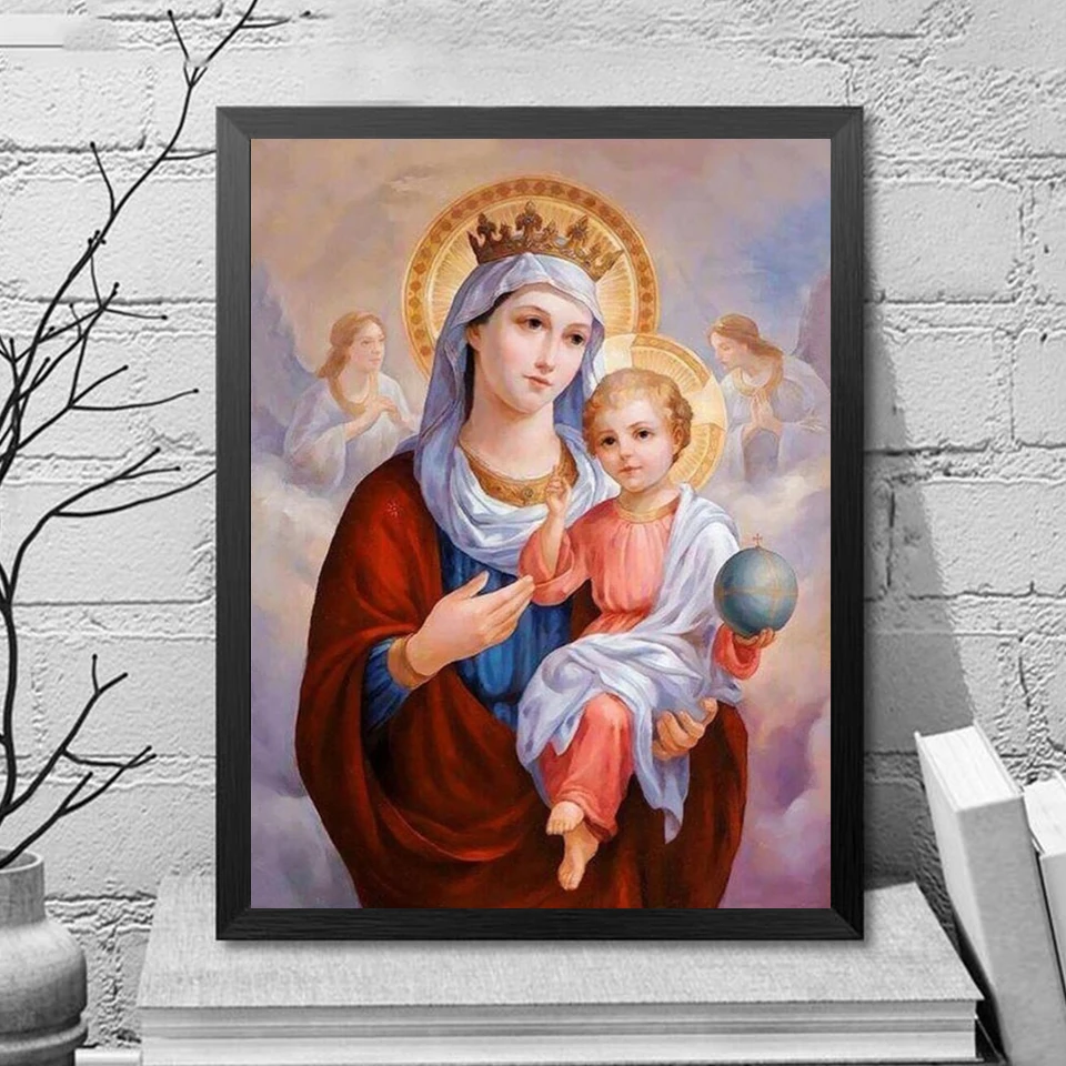 Алмазная вышивка выкладка картина из страз стразы мозаика икона Дева Мария