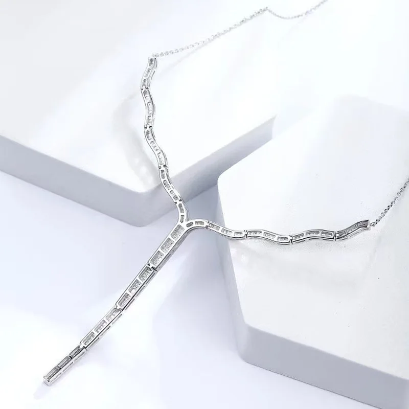 

Designer Style Big Y-Shape Alphabet Pendant Chain Zircon Necklace Punk Hip-Hop Style Fashion Women's Stainless Steel Jewelry