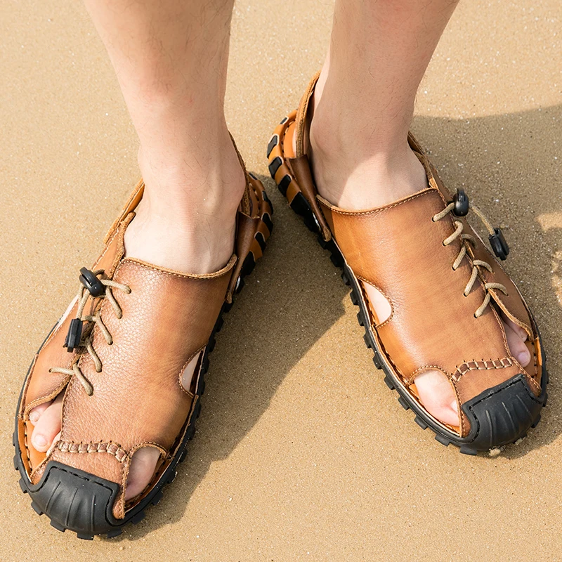 

Summer Men Shoes Beach Flip Flops Summer Shoes Men Sandals Zapatillas Deportivas Verano Hombre 2020 Breathable Men's Leather