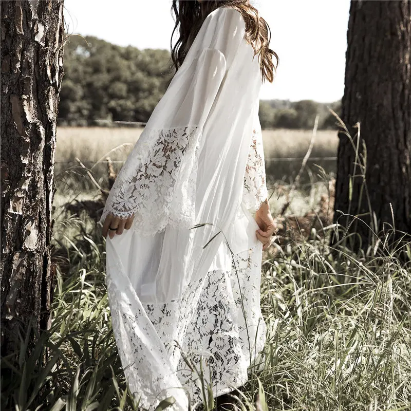 2019 Sexy See Through Patchwork women Summer Beach Wear Bikini Wrap Dress Swimwear Cover-ups Lace Tunic Swimsuit Cover Up WN847 |