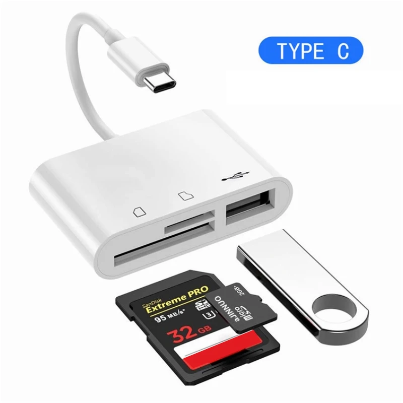 Тип C iOS кард-ридер OTG USB камера соединительный комплект для iPhone XS MAX XR iPad Pro MacBook адаптер для телефона SD TF карта писатель
