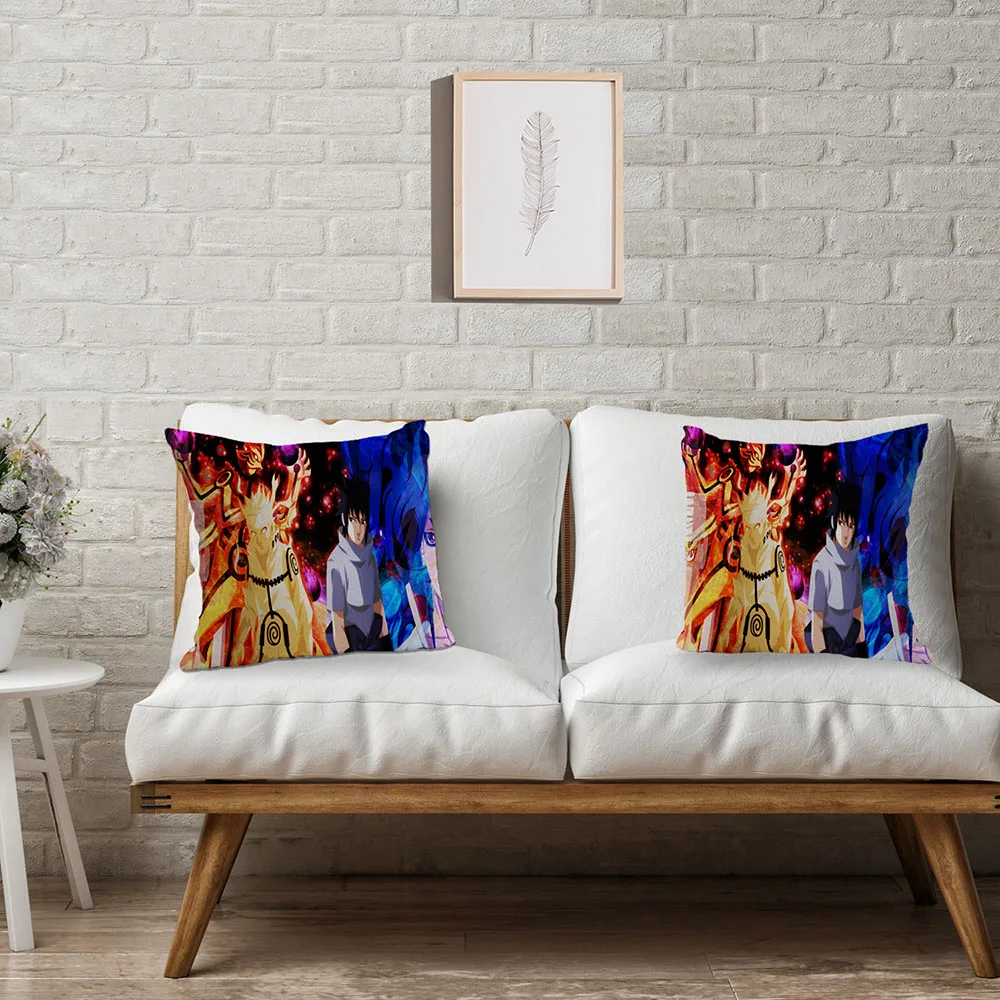 

2Pcs/Lot Anime Naruto Sasuke Pillowcase Cushion Covers Comic Cartoon Throw Pillow Case for Sofa Living Room Bedroom