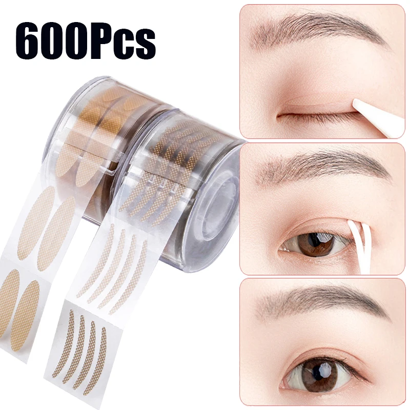 

600pcs/roll Invisible Double Eyelid Tape Thin Wide Fold Self Adhesive Clear Beige Eyelid Stickers Stripe Waterproof Makeup Tools
