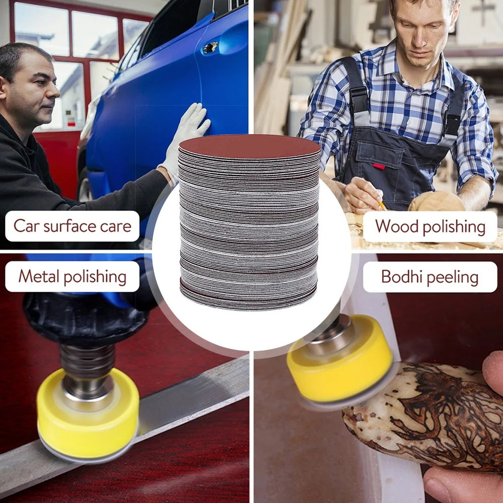 

100pcs 2inch Sandpaper Disc Sand Sheets Grit 80-3000 Grit Hook and Loop Sanding Disc Polish Sandpaper Rotary Tool Accessories