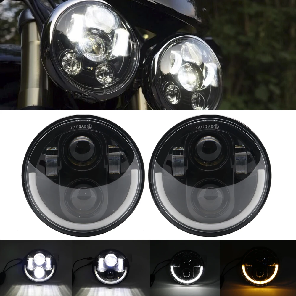 2 шт. 5 75 дюймовые фары с hi/lo лучом DRL 3/4 ''светодиодные для мотоцикла Sportster V Rod