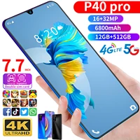 global p40 pro 7 7inch hd big screen android smartphones dual sim 4g 5g lte network 12 512gb face fingerprint unlock mobilephone