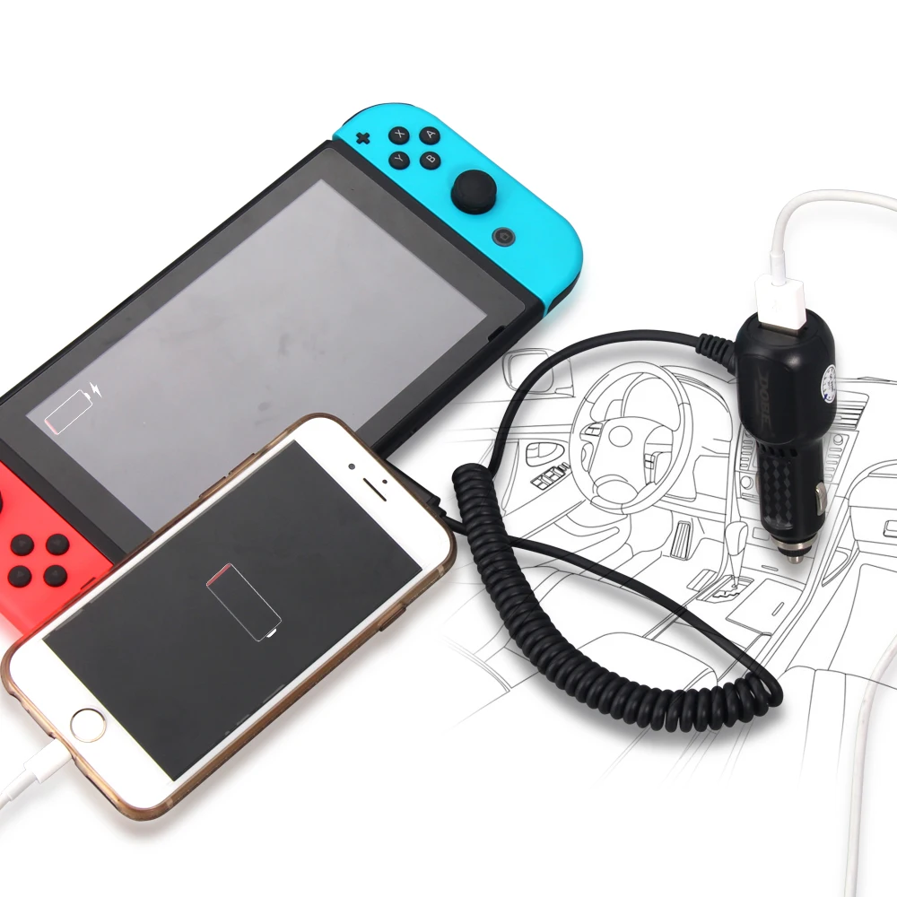 Высокоскоростное автомобильное зарядное устройство для nintendo Switch и телефона
