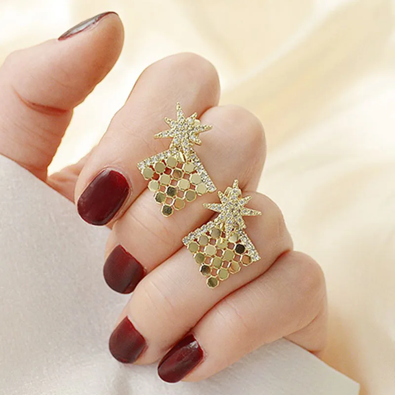 

Trendy Fine Star Shiny Sequins Earrings for Women Designer Creativity Luxury Jewelry High Quality AAA Zircon S925 Needle Party