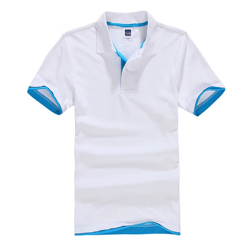 High Quality Tops&Tees Men's Polo shirts Business men brands Polo Shirts Turn-down collar mens polo shirt - Цвет: bai-hu-lan