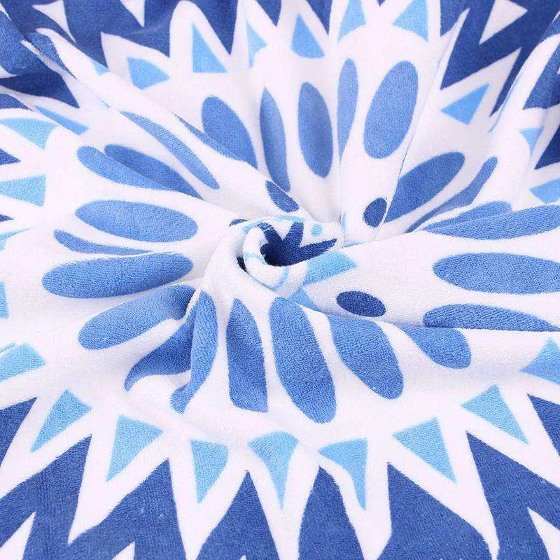 Китайские пляжные полотенца круглой формы с винтажным цветочным узором, океанскими мотивами и возможностью использования в качестве шалей, матов для пикника и кемпинга, а также подушек. Изготовлены из микрофибры с принтами.