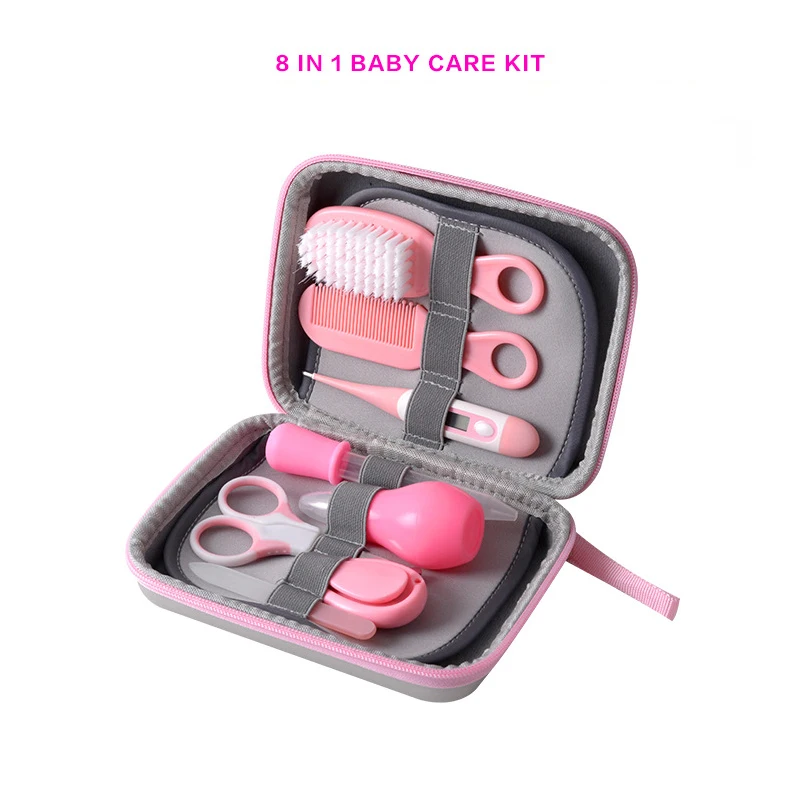 

8Pcs/set Baby Health Care Kit Nail Clipper Comb Brush Set Infant Thermometer Newborn Grooming Care Clipper Scissor Kit For Kids