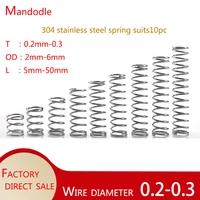 304 stainless steel spring wire diameter 0 2 0 3 2 6 mm diameter 5 50 mm in length compression small spring 10pc