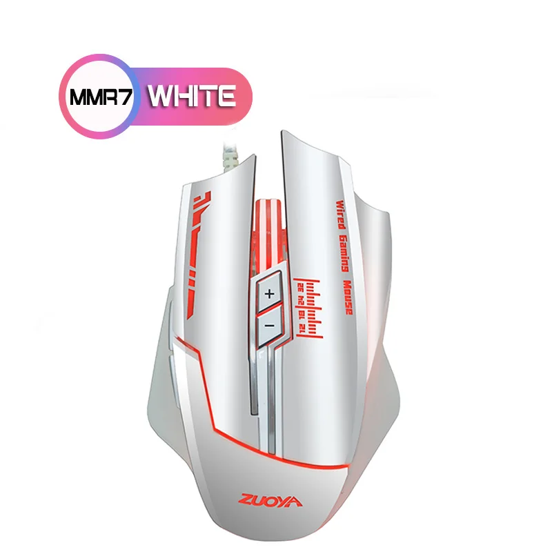 ZUOYA игровая мышь dpi, регулируемый светодиодный, яркий, проводной, оптическая, USB, геймерская мышь, игровая мышь для ПК, компьютера, ноутбука, профессиональная - Цвет: MMR7 WHITE