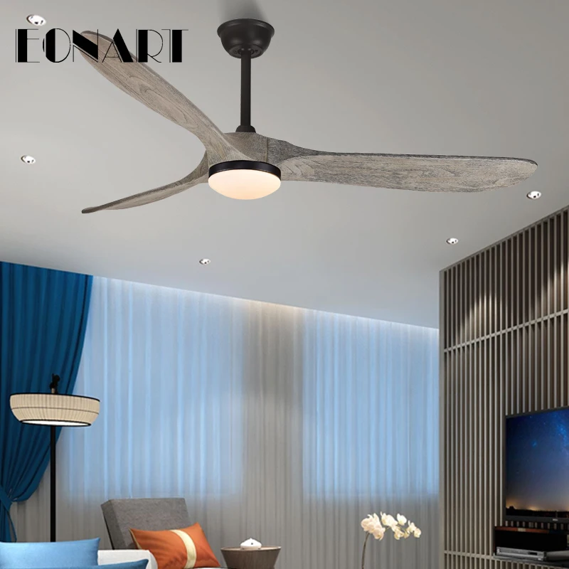 

52 Inch Modern DC Motor Led Ceiling Fan With Remote Control With Lamp Decorative Solid Wooden Ceiling Fans For Home Ventilador