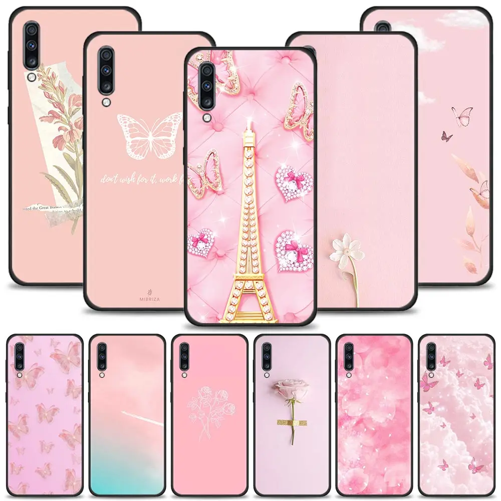 

Pink Butterfly Flower Sky Art Phone Case For Samsung Galaxy A50 A70 A10 A20e A30 A40 A20s A10s A10e A80 A90 A60 A30s Cover Shell