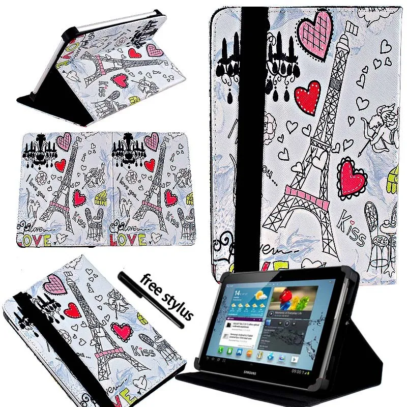 Eiffel Tower KK&LL для samsung Galaxy Tab p5100 10,1 дюймов-кожаный Смарт-планшет стенд Чехол-книжка+ Бесплатный стилус - Цвет: Eiffel Tower