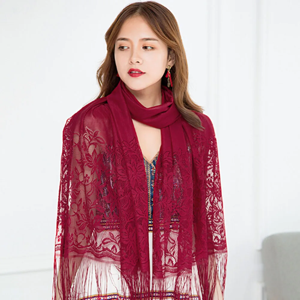 2019 женский шелковый шарф элегантный выдолбленный жаккардовый с цветами