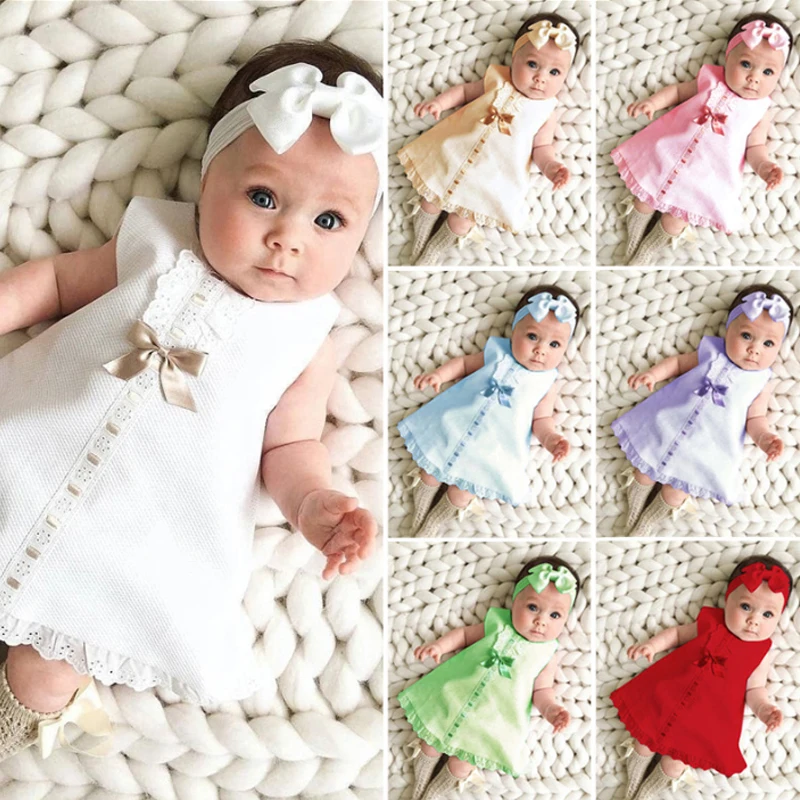 Детское платье костюм летняя новинка юбка без рукавов для девочек бант повязка