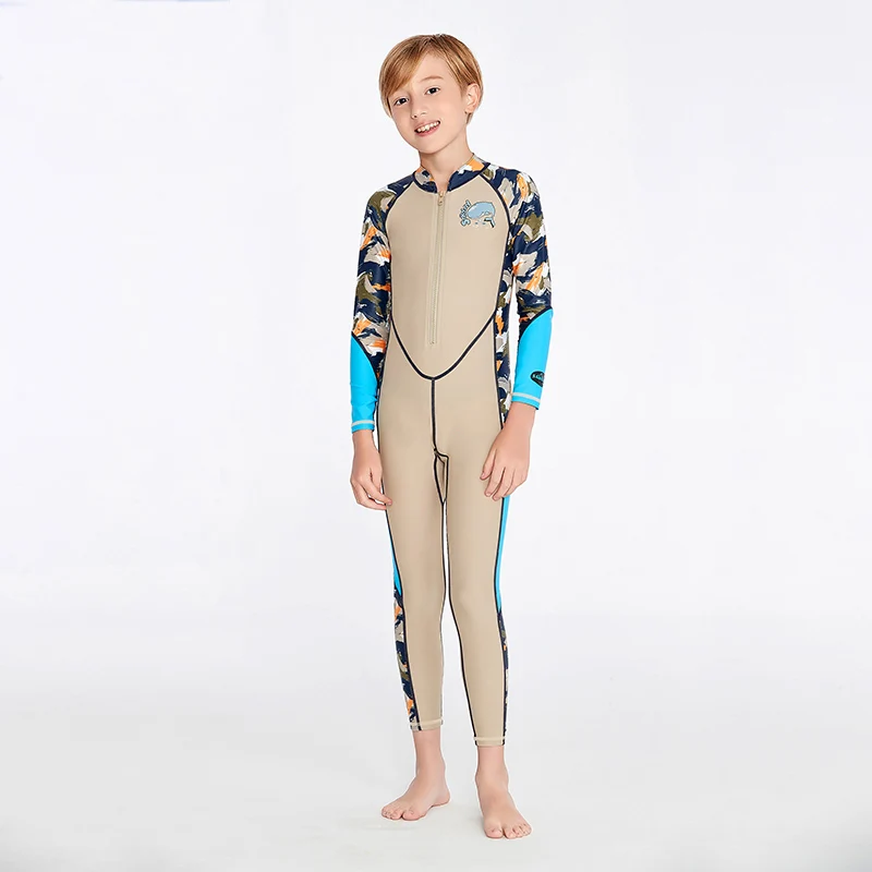 One Pieces Swimsuit Kids Girls 2-12 Years Children Swimwear Boys Long Sleeve Surfing Wear Bathing Suit Baby Sandy Rash Guard