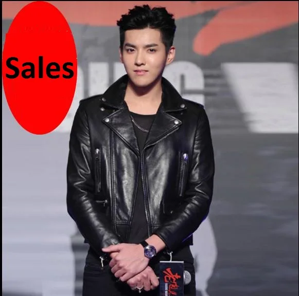 

Fashion Man Classic Sheepskin Jackets Men's Slim Genuine Leather Jacket Casual Clothing Moto Biker Coat Sales