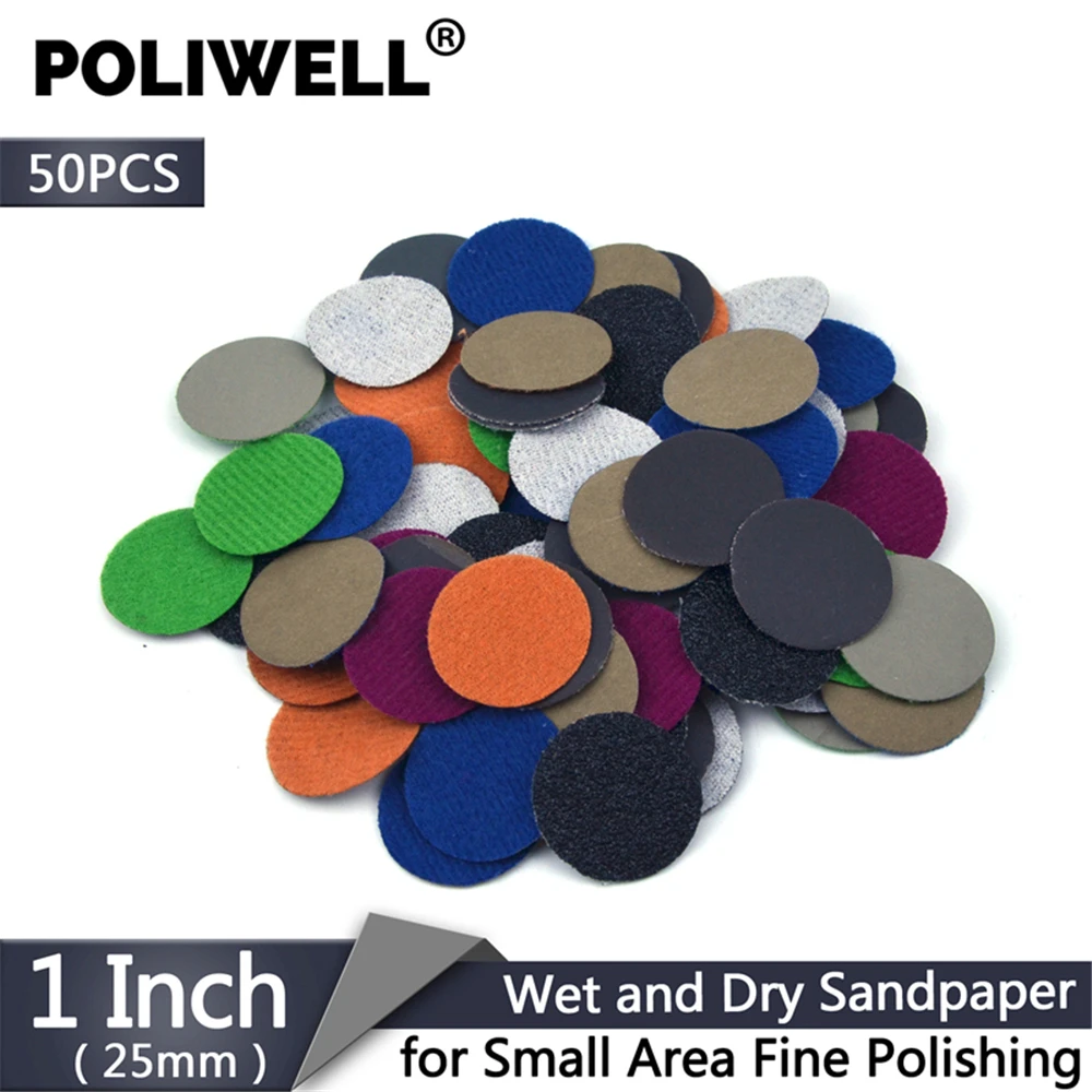 POLIWELL 50 шт. 1 дюймовый шлифовальный круг 1000/3000/5000 шлифовальные диски