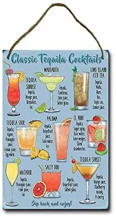 

Metal Sign 8x12 Inch Tequila Cocktail Recipe Hanging Sign Decor