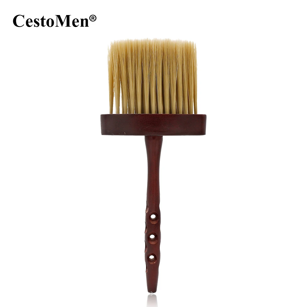 CestoMen Pro Парикмахерская щетка для шеи для очистки длинной деревянной ручкой Парикмахерская щетка для пыли классический дизайн Шерстяное волокно инструмент для удаления волос