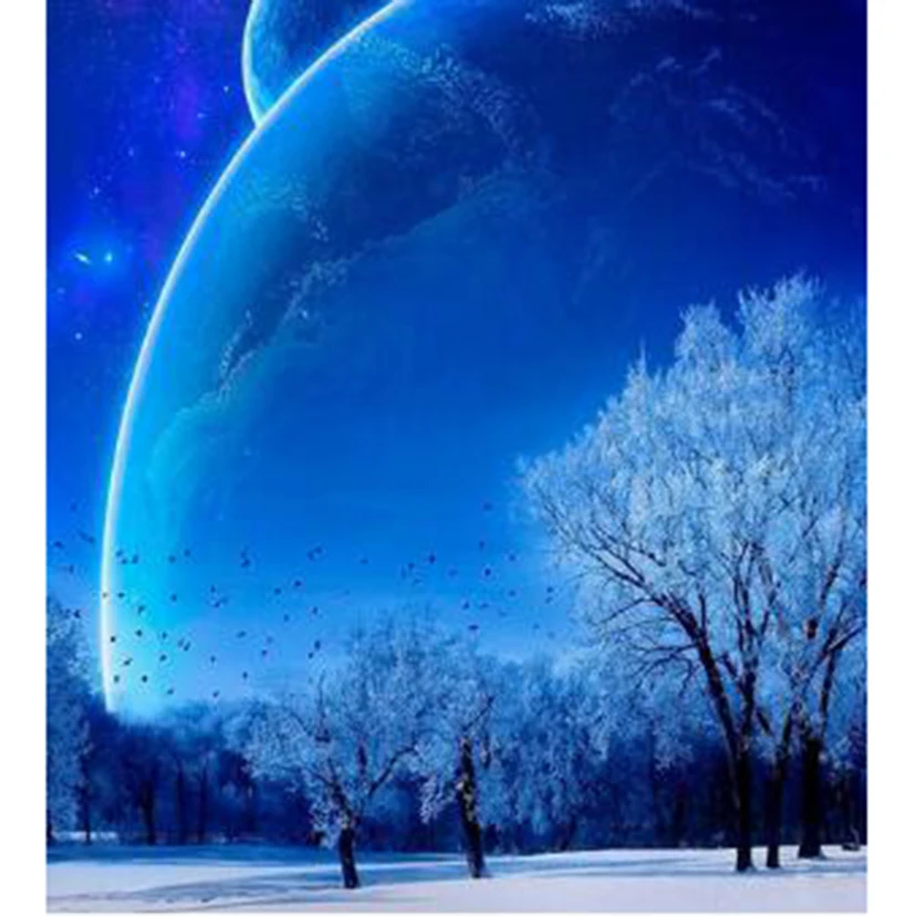 5D DIY квадратная/круглая алмазная живопись пейзажа снежный сезон вечерний пейзаж