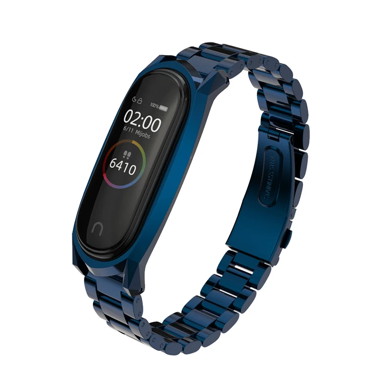 Mi Band 4 ремешок для Xiaomi mi Band 4 металлический браслет из нержавеющей стали для mi band 3 4 наручные Смарт-часы дизайн от mi jobs - Цвет: GT Style Blue