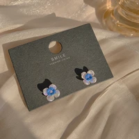 2021 new acrylic blue flowers earring korean fashion romantic lovely girls student shell stud earrings women jewelry accessories