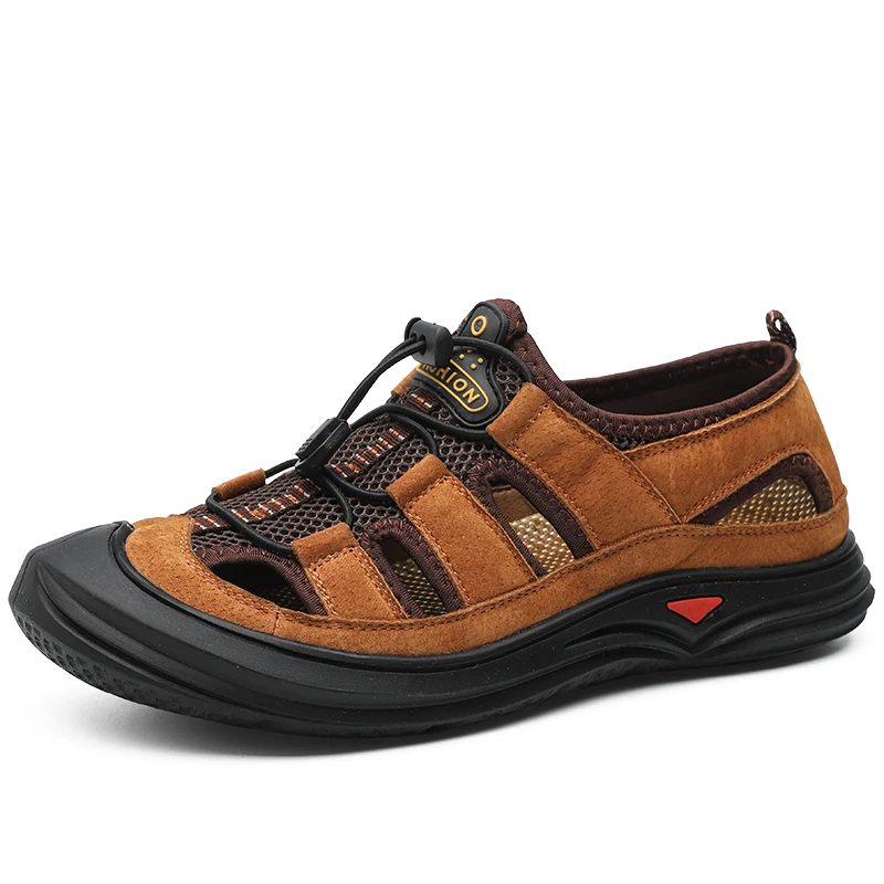 

Summer Men's Sandals Genuine Leather Business Casual Shoes Men's Breathable Design Outdoor Beach Sandals Roman Water Sneakers