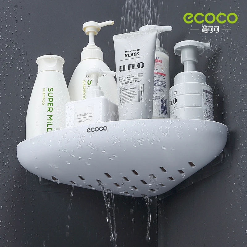 ecoco triangular corner bathroom shelf wall mounted storage rack lotions storage kitchen organizer for bathroom accessories free global shipping