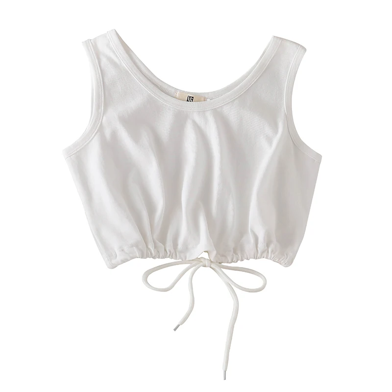 

Tanks Tops Women Drawstring Casual Crop Tops Hip-hop Chic Womens Sexy Harajuku Summer Designed Fashion Breathable Loose Simple