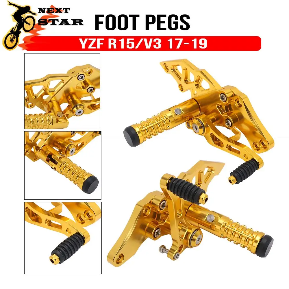 

CNC For Yamaha YZF R15 V3 2017 2018 2019 Adjustable Rider Rear Sets Rearset Footrest Foot Rest Pegs Footpegs Racing Accessories