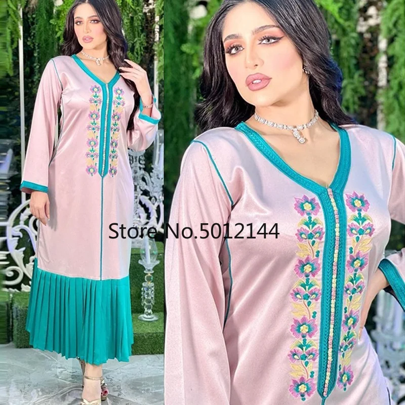 2021 Muslim  Dubai Abaya Women Long Sleeve Kimono Moroccan Caftan Evening Gowns Eid Mubarak Modest Dress Djellaba Femme Robes