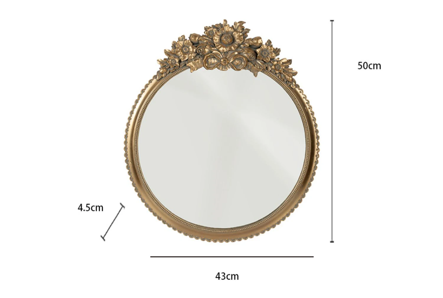 Французское винтажное резное Золотое круглое настенное украшение с бантом