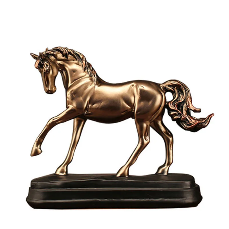 

Скандинавская ретро позолоченная статуэтка в виде лошади, скульптура в виде животного, аксессуары для украшения дома, современное искусств...