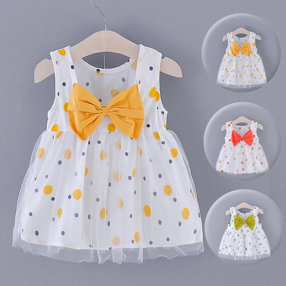 Модное летнее платье для девочек младенцев детей Одежда без рукавов маленьких