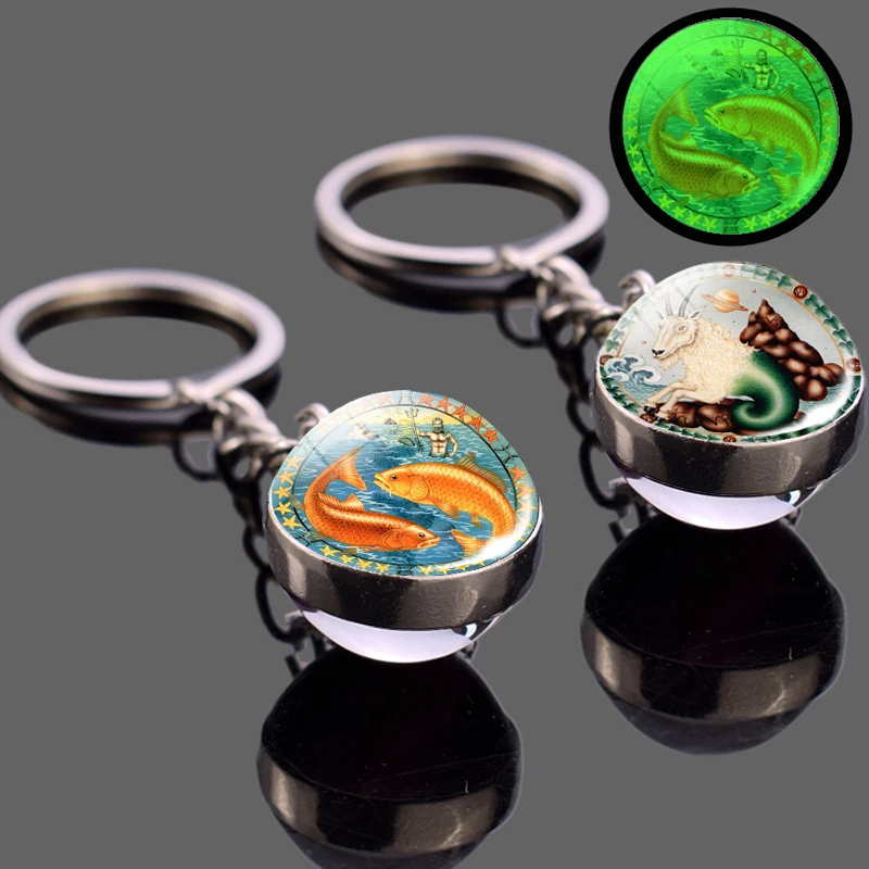 

Luminous Glass Ball Keychain 12 Constellation Key Chain Handmade Keychains Keychain for Women Party Vacation Gifts Jewellery