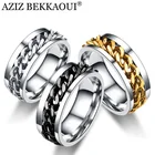 Мужские кольца с выгравированным именем AZIZ BEKKAOUI, простые транспортные украшения, из нержавеющей стали, открытая пивная цепочка, индивидуальное кольцо