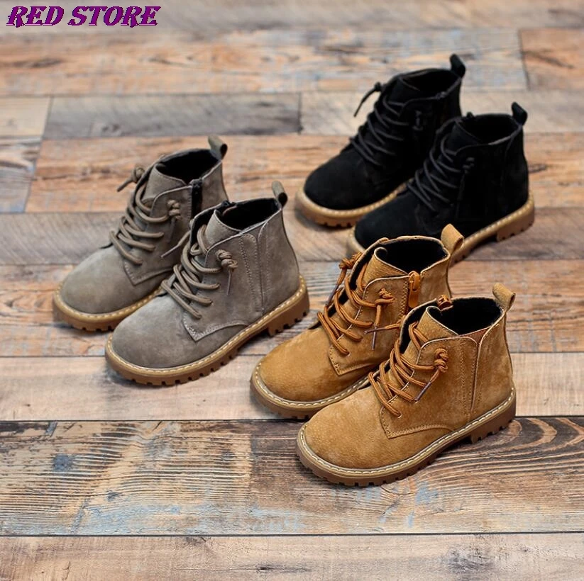 

Teenage Boots Leather Kids Martin Boots Boys Snow Shoes Waterproof Warm Fur Children Ankle Boots Toddler Winter Sneakers 2020