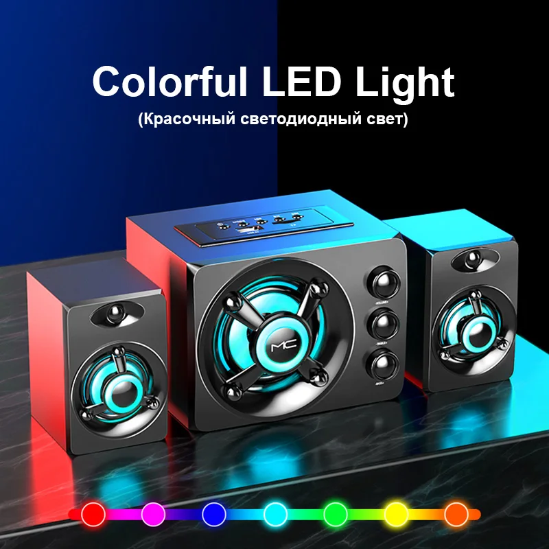 2021 led computer combination speakers aux usb wired wireless bluetooth audio system home theater surround soundbar for pc tv free global shipping