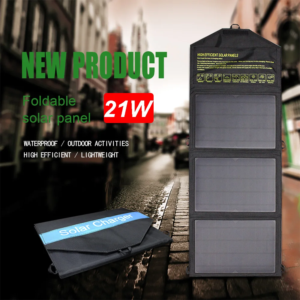 Складная солнечная панель зарядное устройство двойной USB порт 5v 2.1A выход