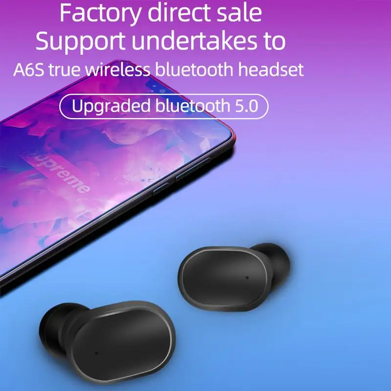 Bluetooth наушники A6S для PK Redmi Air Dots беспроводные 5 0 TWS гарнитура с шумоподавлением